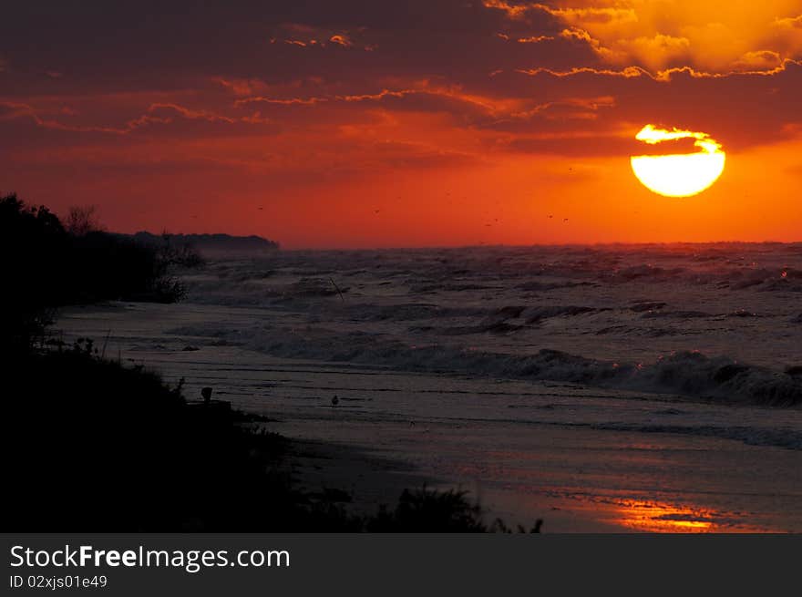 Sunrise on sea beach