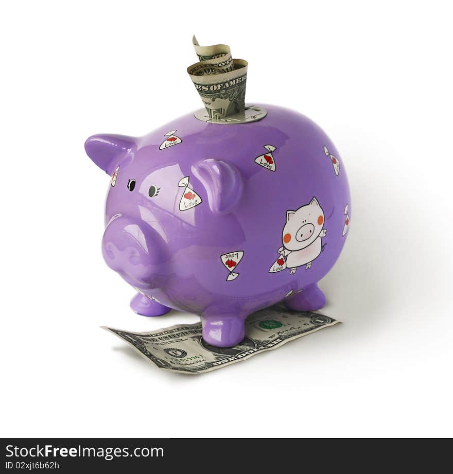 Piggy moneybox with money