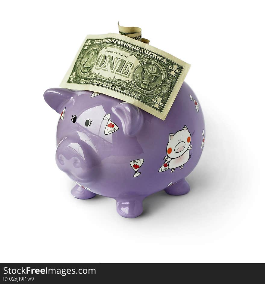 Piggy moneybox with money