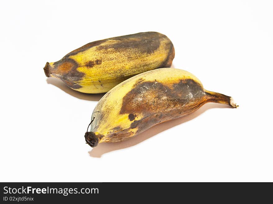 The the Old bananas on white background