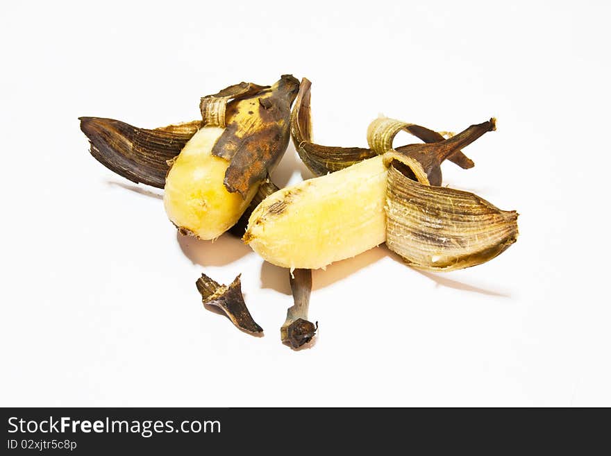 The the Old bananas on white background