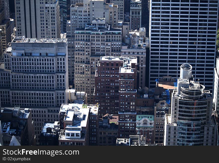 View from the Top of the Rock in New York looking down over 5th Avenue. View from the Top of the Rock in New York looking down over 5th Avenue