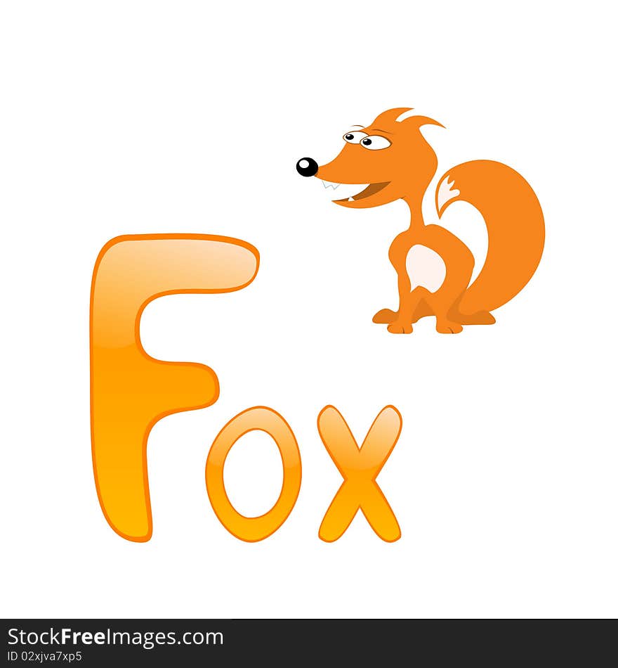 Funny alphabet for children. Fox - letter F. Funny alphabet for children. Fox - letter F.