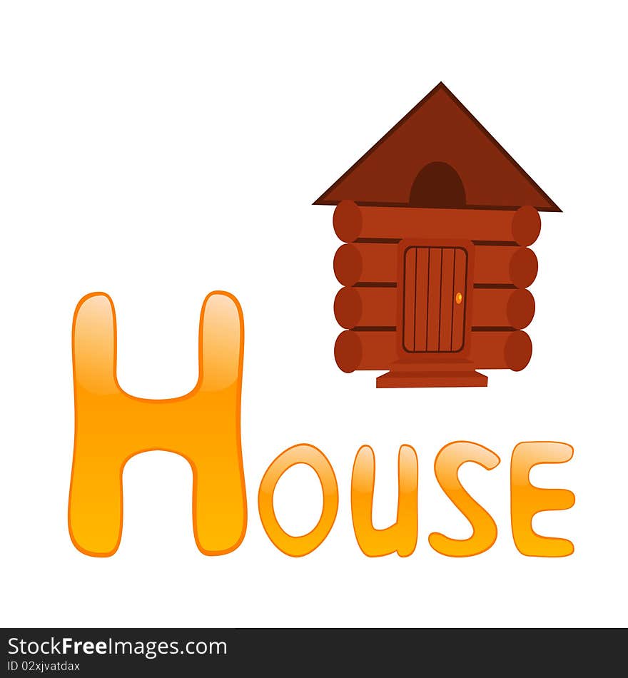 Funny alphabet for children. House - letter H. Funny alphabet for children. House - letter H.