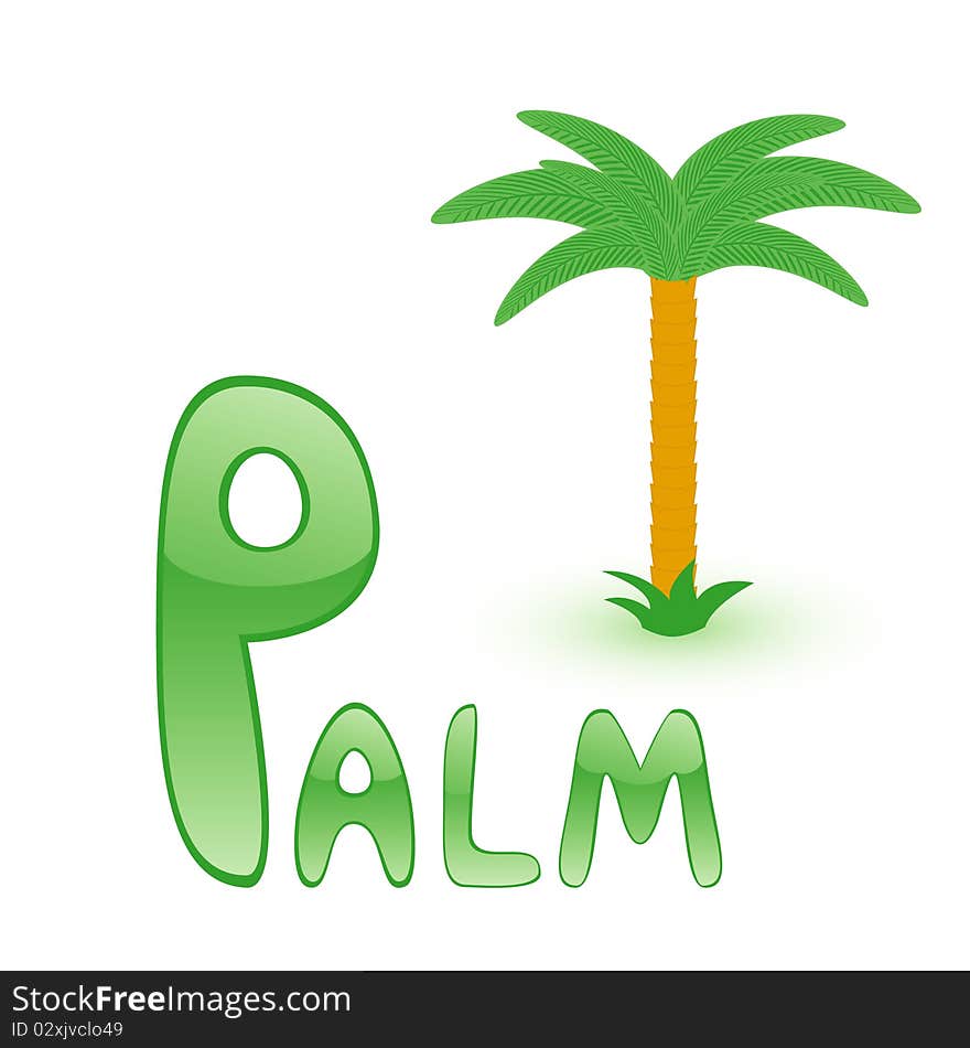 Funny alphabet for children. Palm - letter P. Funny alphabet for children. Palm - letter P.