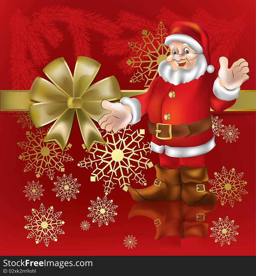 Christmas gift Santa Claus on a  red