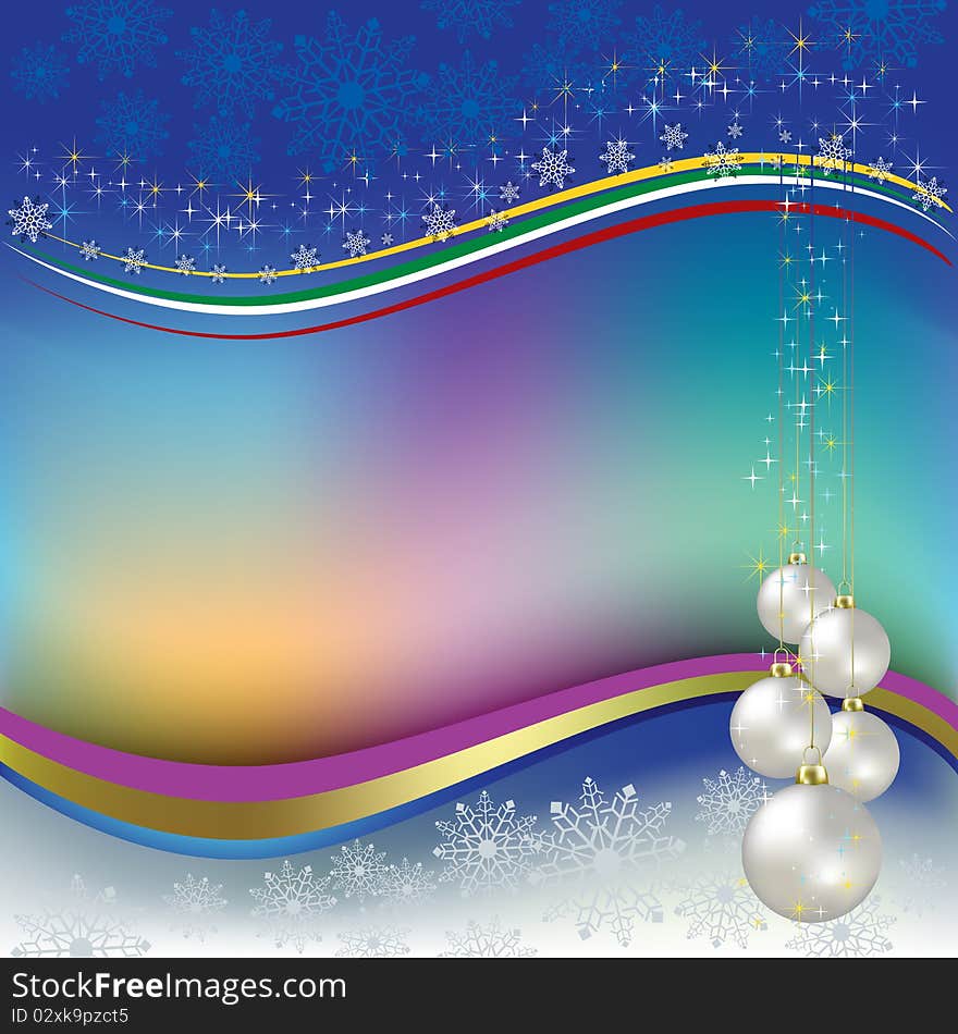 Christmas greeting pearl balls on a colored background