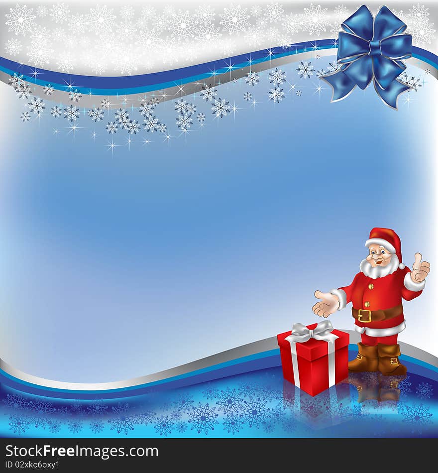 Christmas greeting Santa Claus with gift