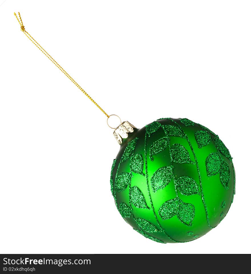 Green bauble for Christmas Tree on white background. Green bauble for Christmas Tree on white background