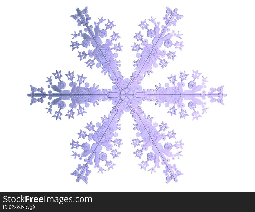 3D-modelled snowflake related to notions such as winter, purity and christmas