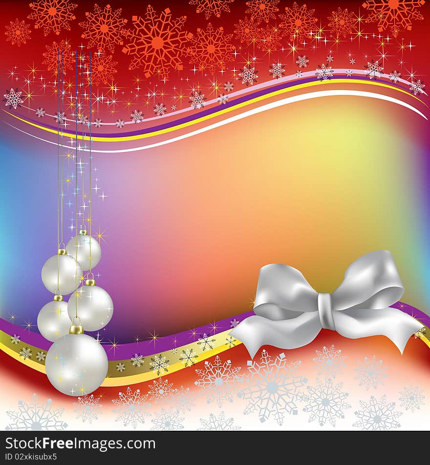 Christmas greeting with pearl balls and white bow