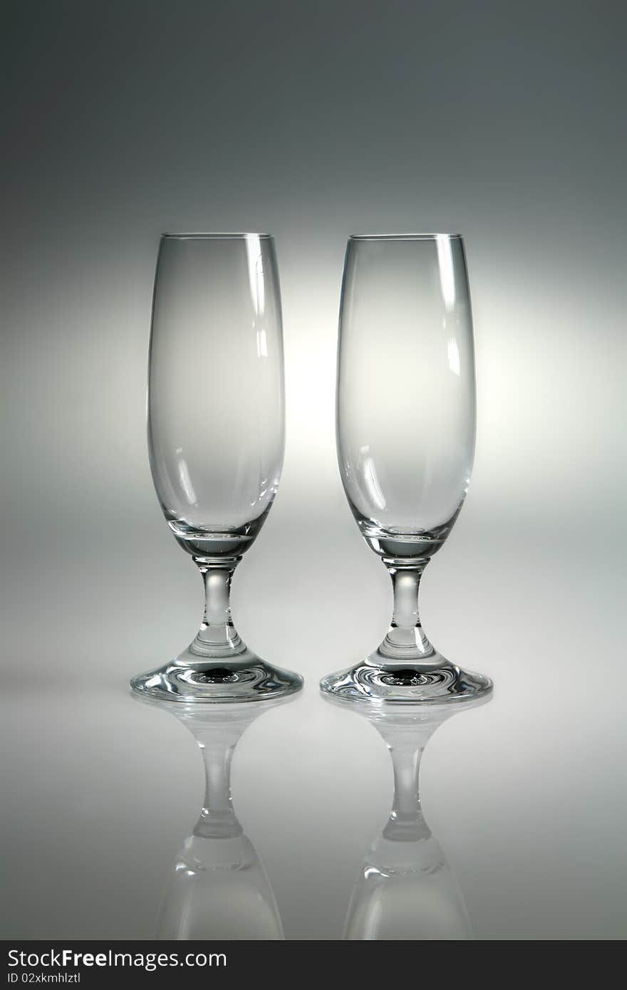 Couple of glasses for drink with reflex