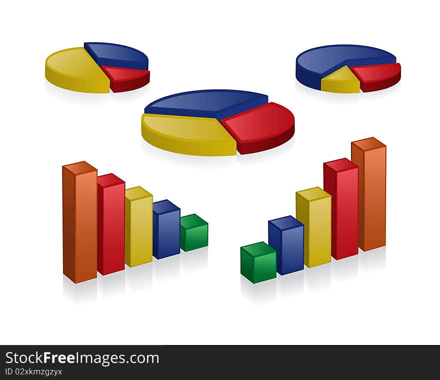 Business 3D charts and graphs