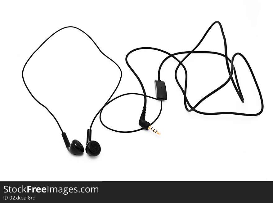 Black earphones isolated on white