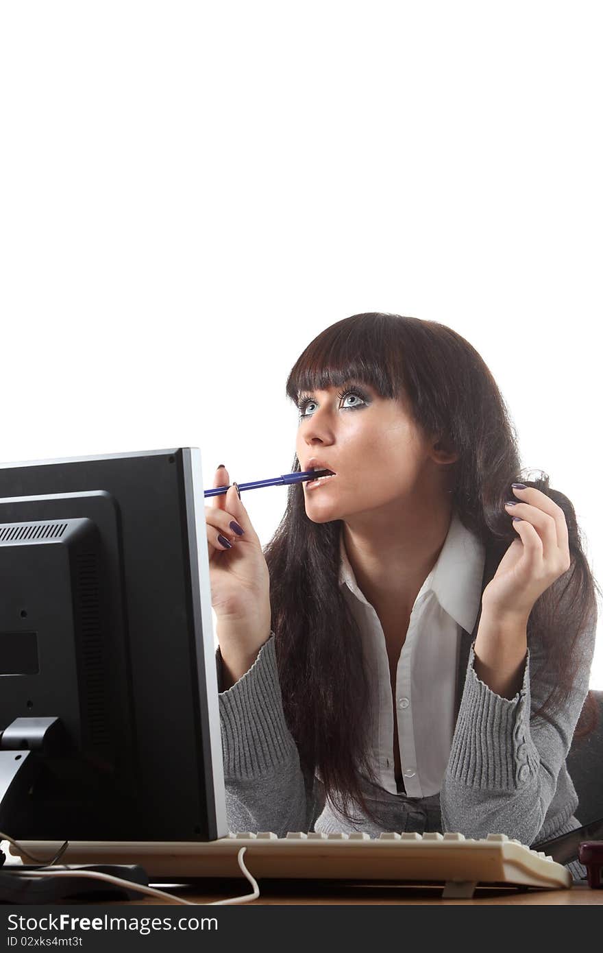 Businesswoman chew a pan