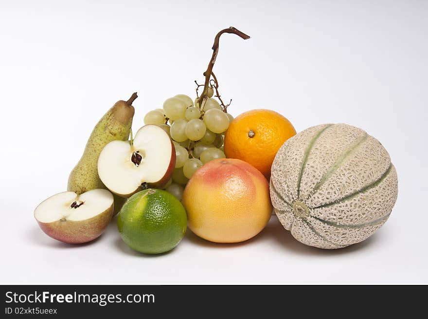 Fruits on white background