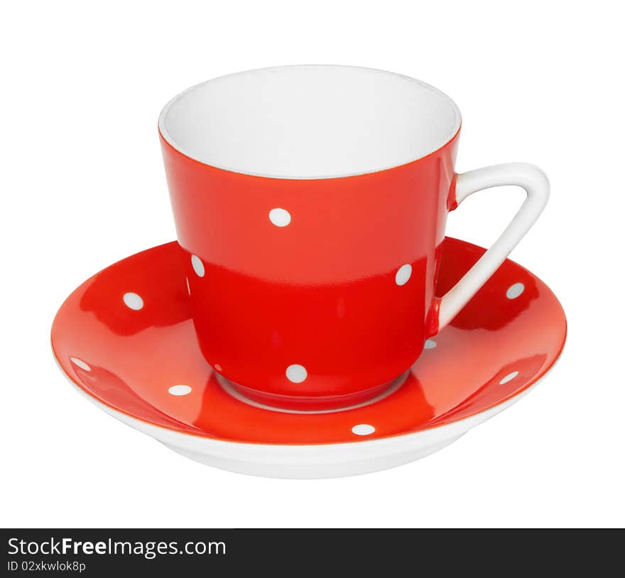 Red cup isolated on the white background