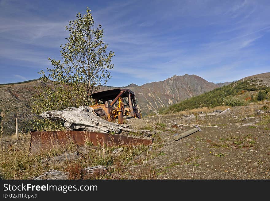 Logging equipment destroyed in the 1980 eruption of Mt. St. Helens