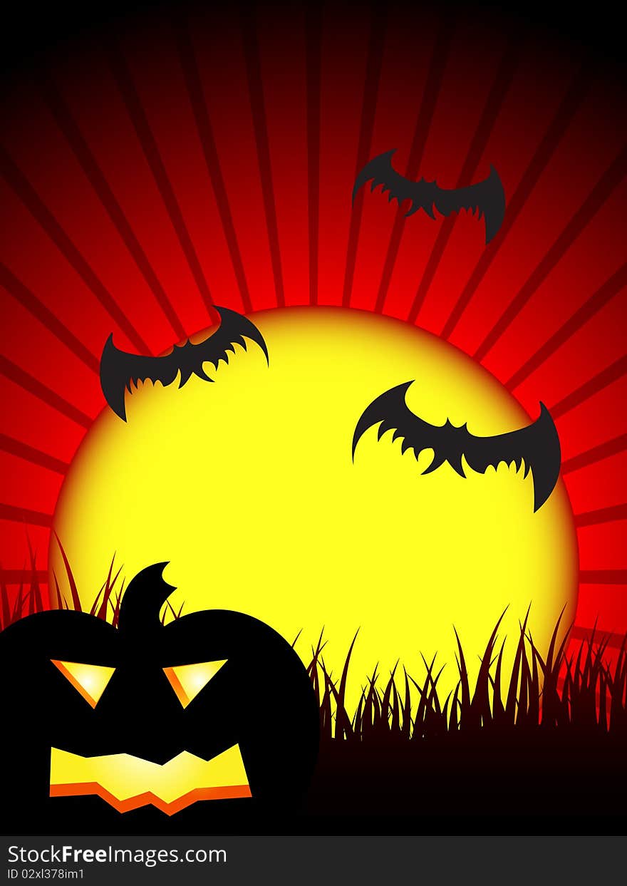 Halloween night background, vector illustration