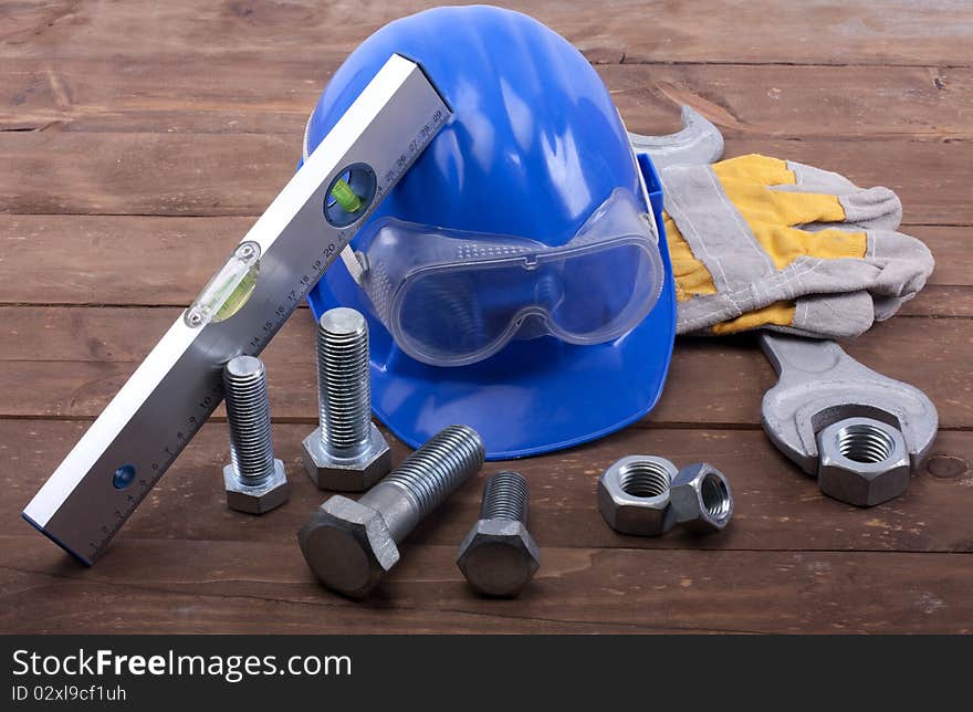 Various worker safety equipment isolated. Various worker safety equipment isolated