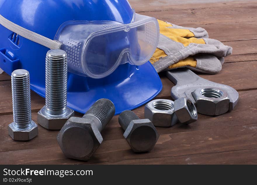 Various worker safety equipment isolated. Various worker safety equipment isolated