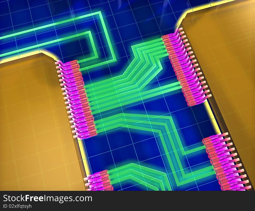 Illustration of a circuit board representing the notion of technology. Illustration of a circuit board representing the notion of technology