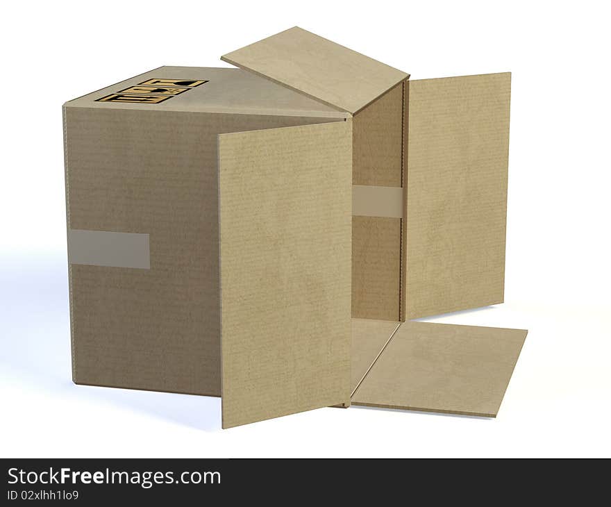 3d box cartons on the white background