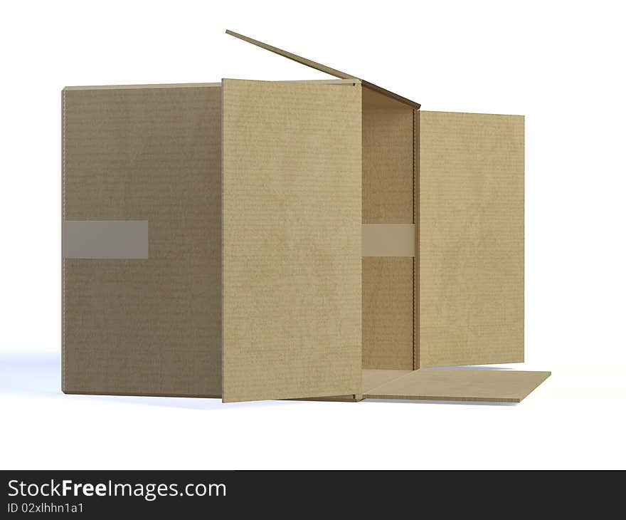 3d box cartons on the white background