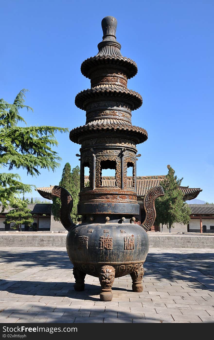 Censer in Chinese traditional courtyard