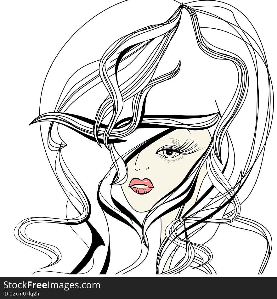 Woman face. Universal template for greeting card, web page, background