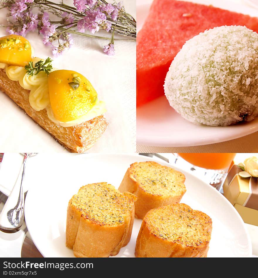 Beautiful and colorful gourmet desserts collage. Beautiful and colorful gourmet desserts collage