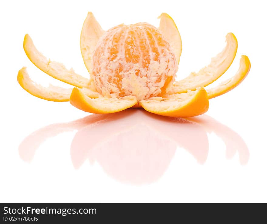 Ripe orange isolated on white background