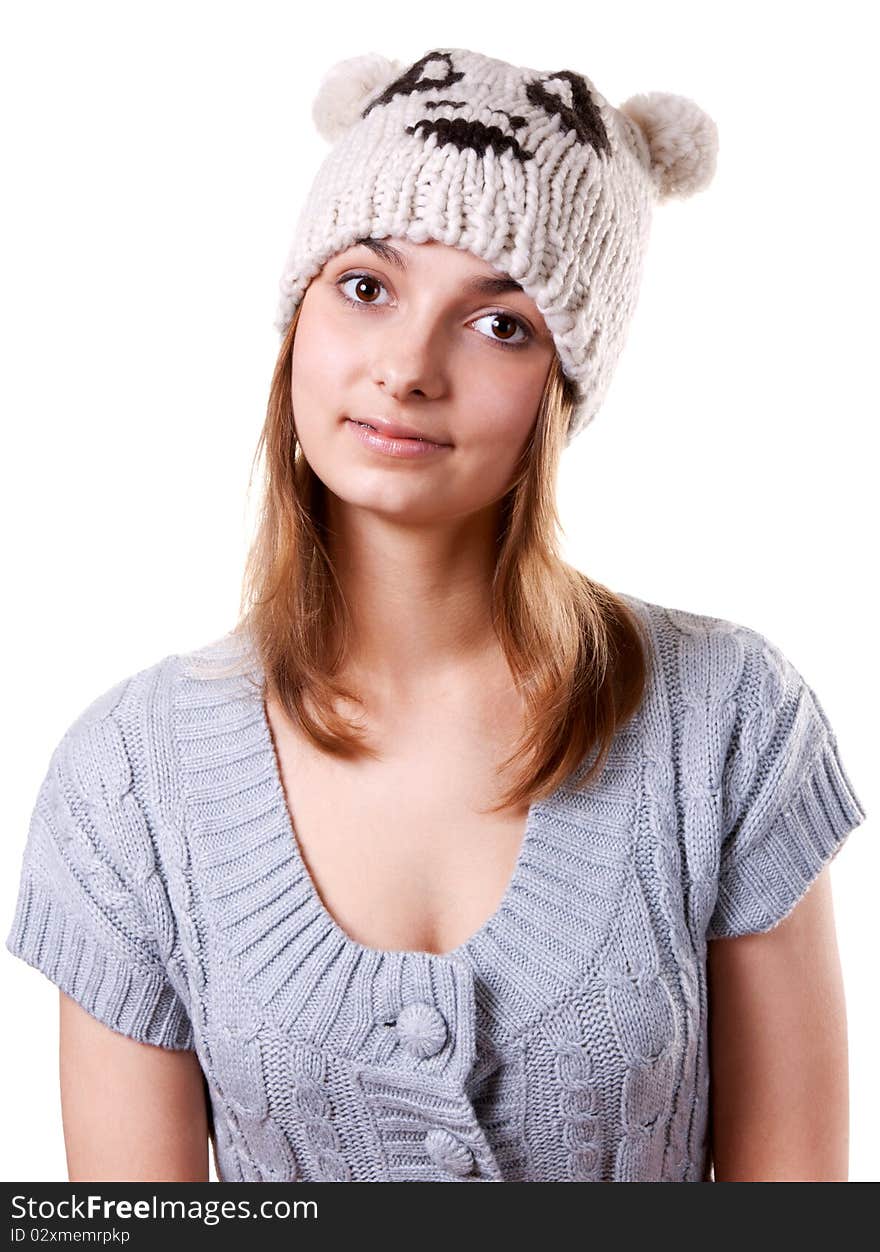 Portrait of the young girl in hat