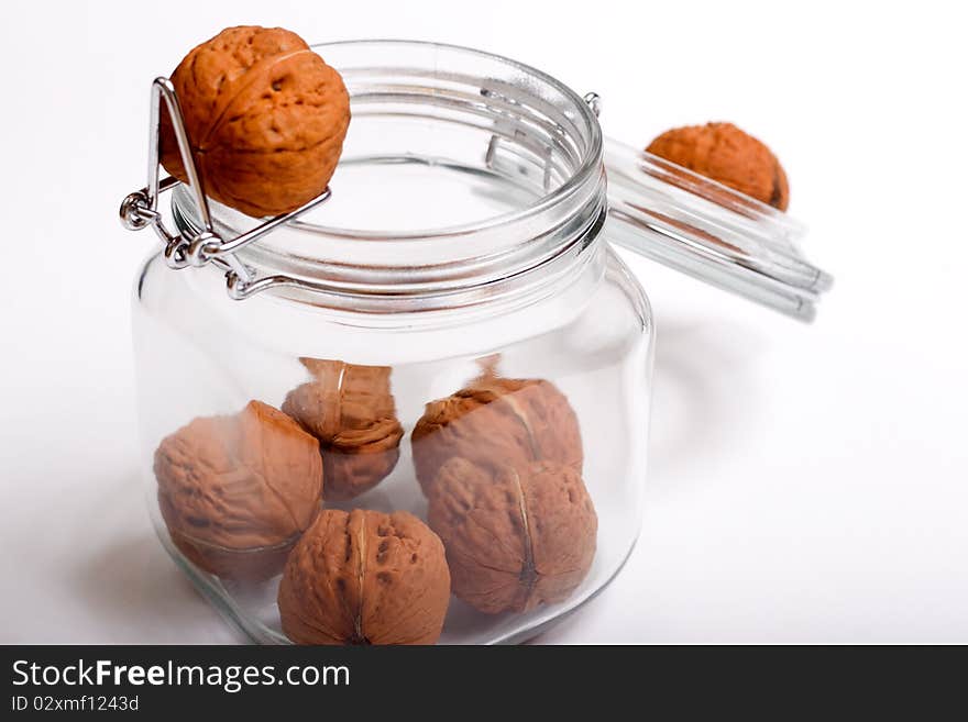 Walnuts in a a jar