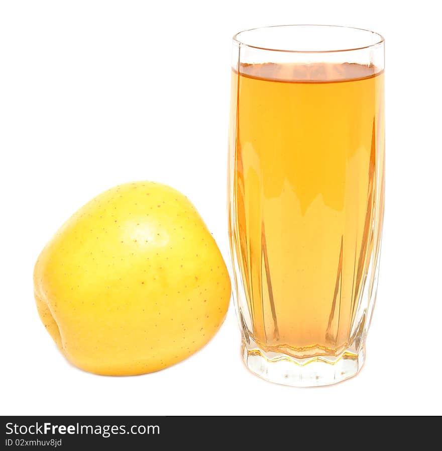 Apple juice in glass and fresh apples on white background. Apple juice in glass and fresh apples on white background