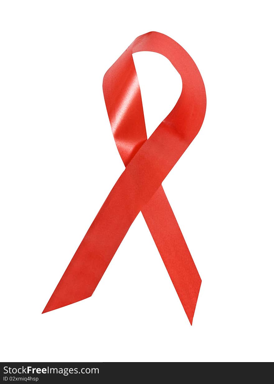 Red ribbon isolated on white background