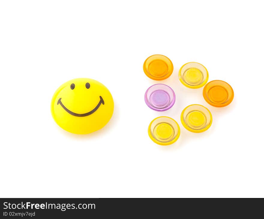 Four colorful highlighters isolated on a white background