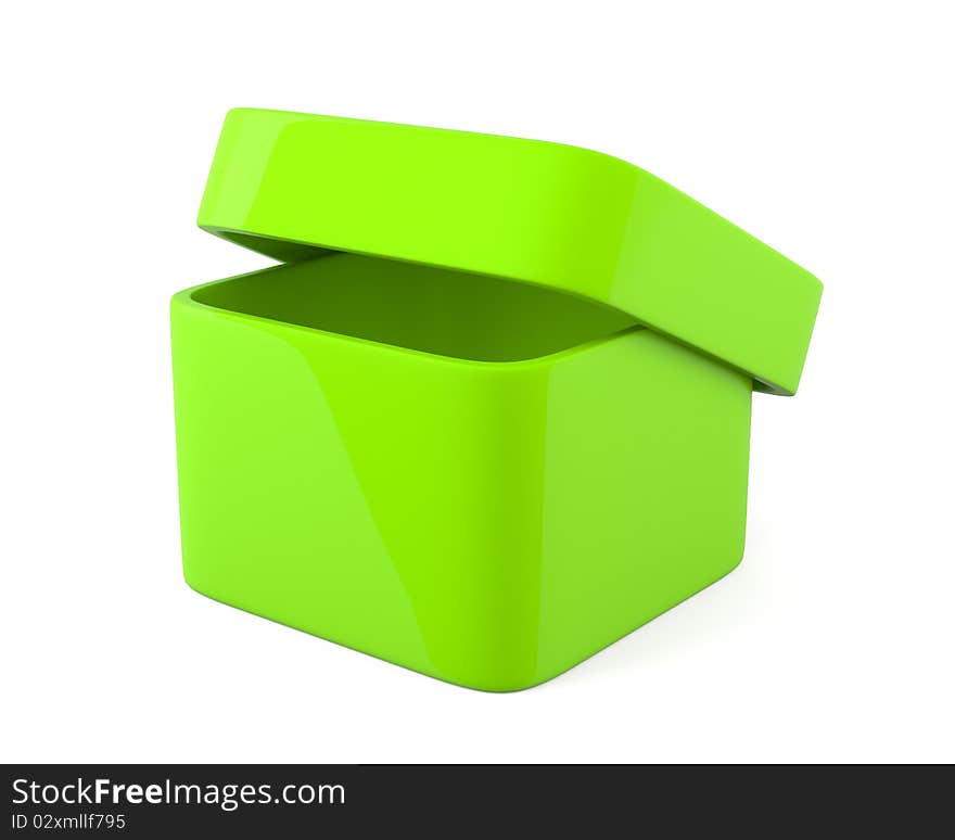 Green blank box isolated on white background