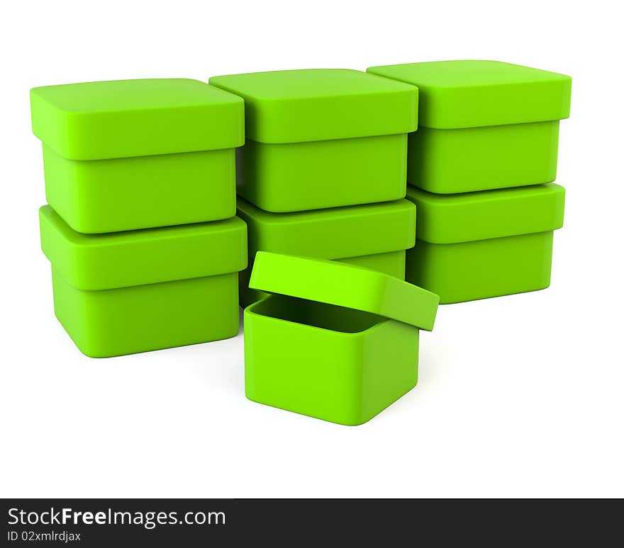 Green blank boxes isolated on white background