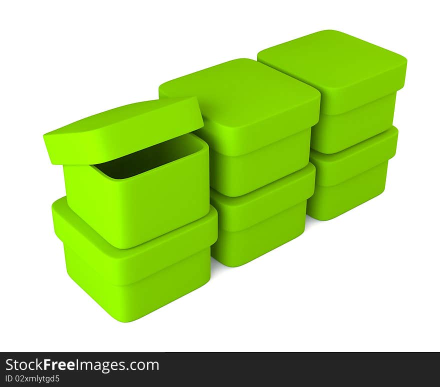 Green blank boxes isolated on white background