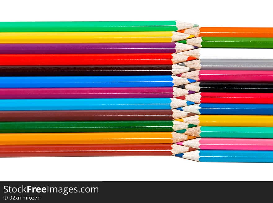 Colored pencils isolated on white background. Colored pencils isolated on white background