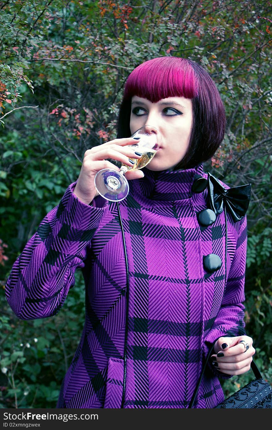 Portrait Of Ð° Girl With A Glass Of Champagne