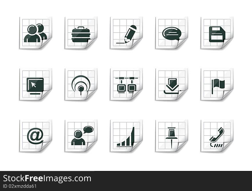 Illustration set of 15 sticky icons. Finance. Illustration set of 15 sticky icons. Finance