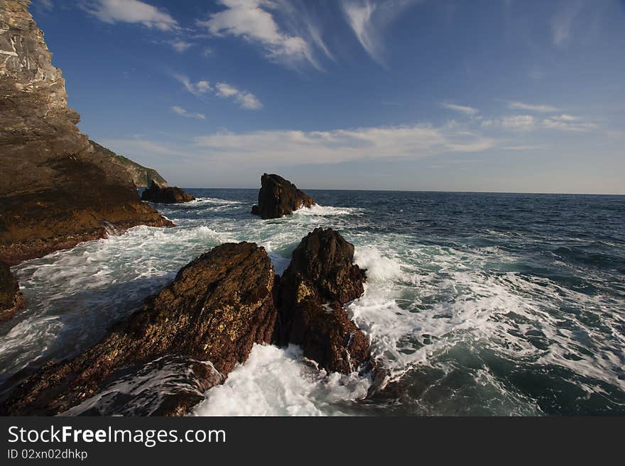 Seascape in the Mediterranean sea in Italy. Seascape in the Mediterranean sea in Italy