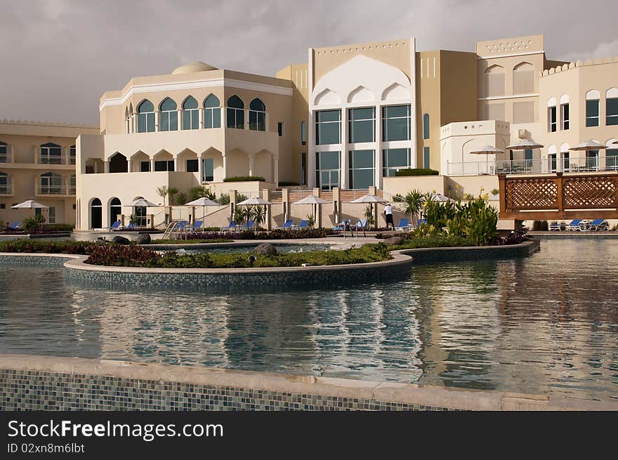 Hotel pools in the luxury arabic hotel