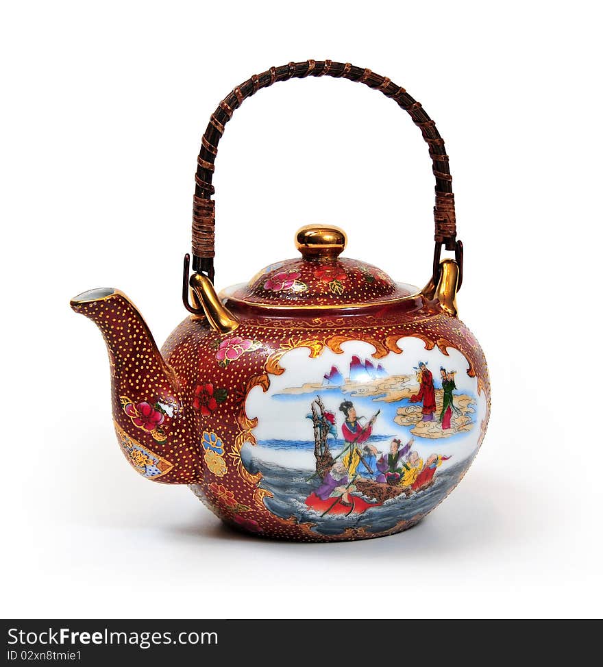 Picture of Chinese teapot of decoration with white bottom