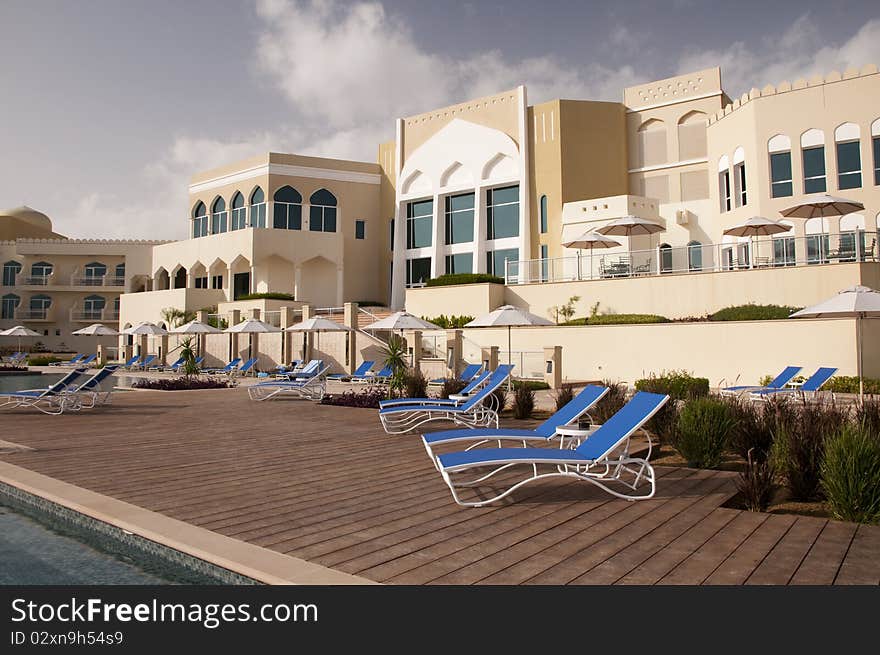 Hotel pool in the luxury arabic hotel