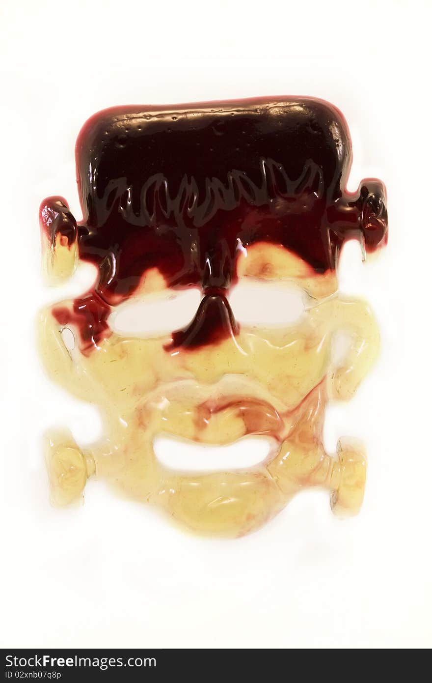 Jelly frankenstien head sweet over white