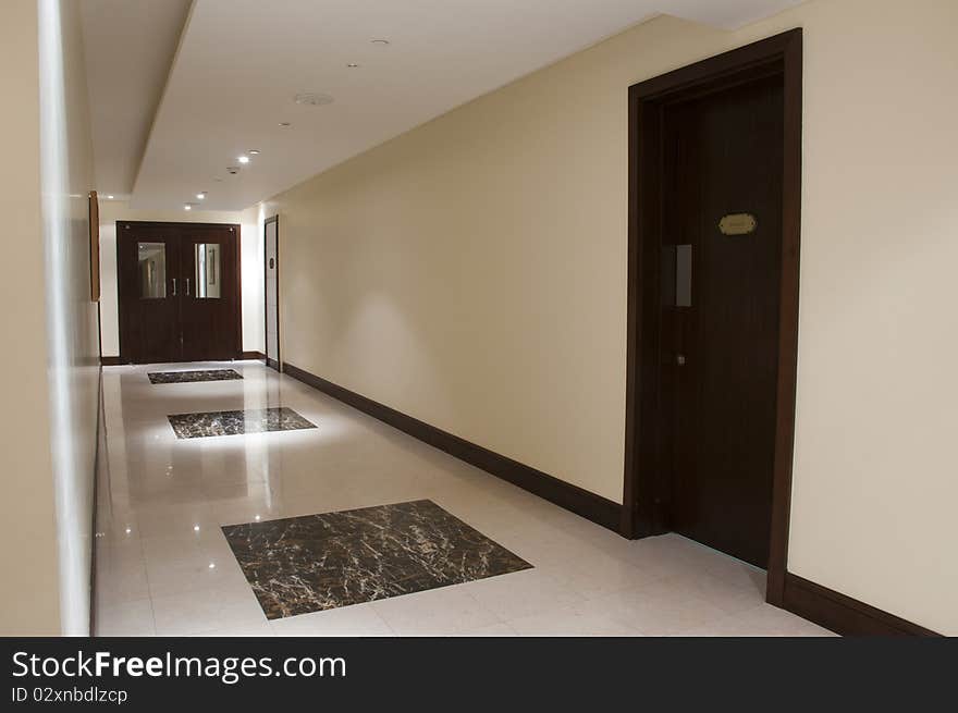 Corridor and doors  in the luxury arabic hotel