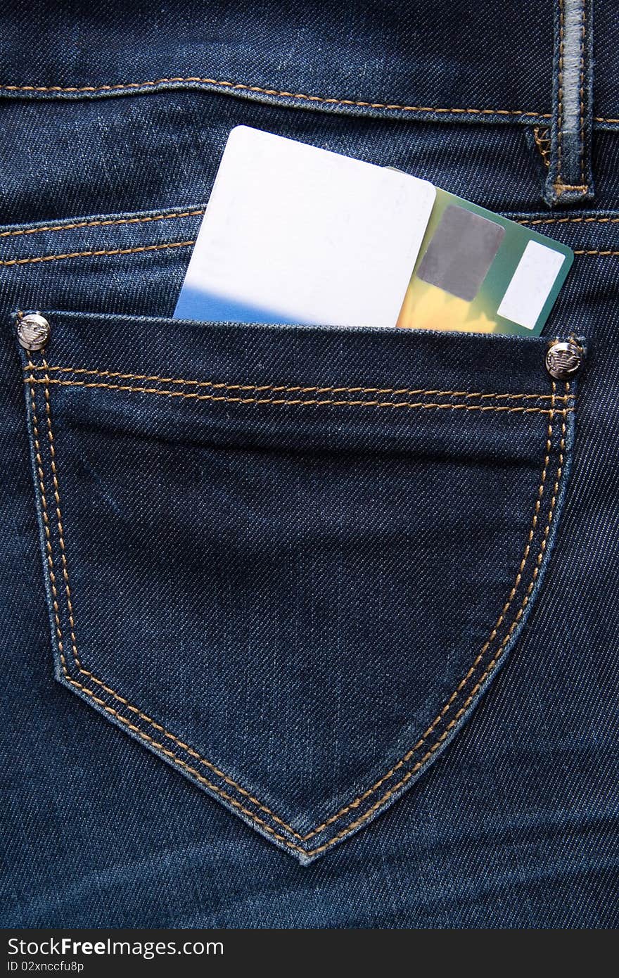 Credit cards on jeans